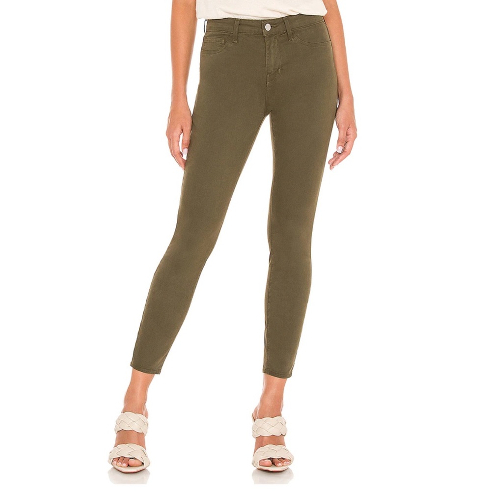 L'agence Jeans 26 Margot High Rise Ankle Skinny Army Green  Crop Stretch